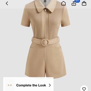 Women's Short Sleeve Belted Romper very flattering and thick material